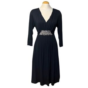 Nicole by Nicole Miller Black Dress with Beaded Front Detail | Size Large |